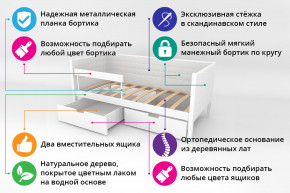 Кровать-тахта Svogen мягкая с ящиками и бортиком с фото белый/динозаврики в Еманжелинске - emanzhelinsk.magazinmebel.ru | фото - изображение 2