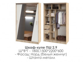 шкаф-купе ПШ-2.9 1500 Норд Белый жемчуг 1500 в Еманжелинске - emanzhelinsk.magazinmebel.ru | фото